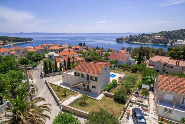 Drone view of the Villa Vjeka and stunning Adriatic sea